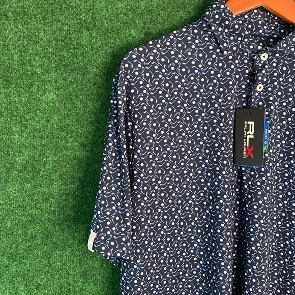 Ralph Lauren RLX - Navy Blue All Over Print Performance Polo - Large - Picture 5 of 8